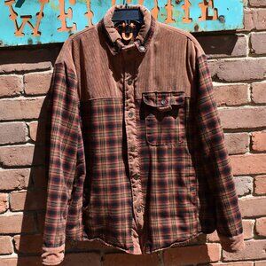 Mr. Stream Men's Long Sleeve Plaid Flannel & Corduroy Shirt Jacket Size XL